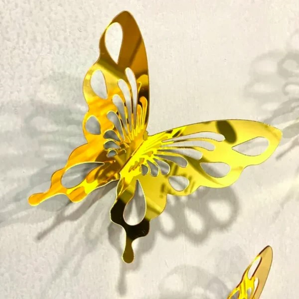 10 Pcs 3d Butterfly Mirror Acrylic Wall Art Laser Cut Diy Design Decoration Piece For Home Decor Living Room And Kitchen