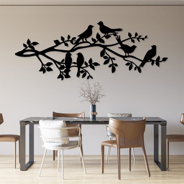 Birds On Branch Wooden Wall Decor, Wooden Birds Wall Art, Birds Sign, Living Room Wall Art, Interior Decoration, Wall Hangings, Birds Art