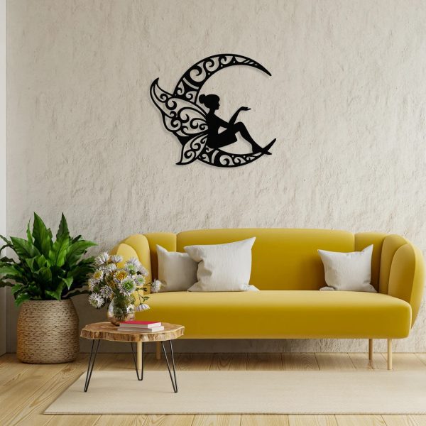 Fairy Moon Wooden Wall Art, Elf Moon Decoration