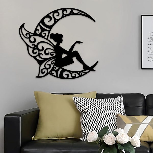 Fairy Moon Wooden Wall Art, Elf Moon Decoration