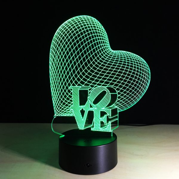 Mesmerizing 3d Love Heart Led Lamp – Perfect For Romantic Ambiance And Unique Décor