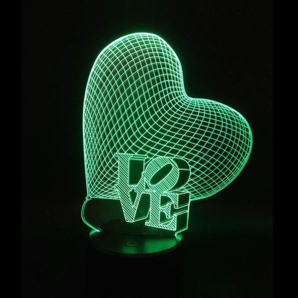 Mesmerizing 3d Love Heart Led Lamp – Perfect For Romantic Ambiance And Unique Décor