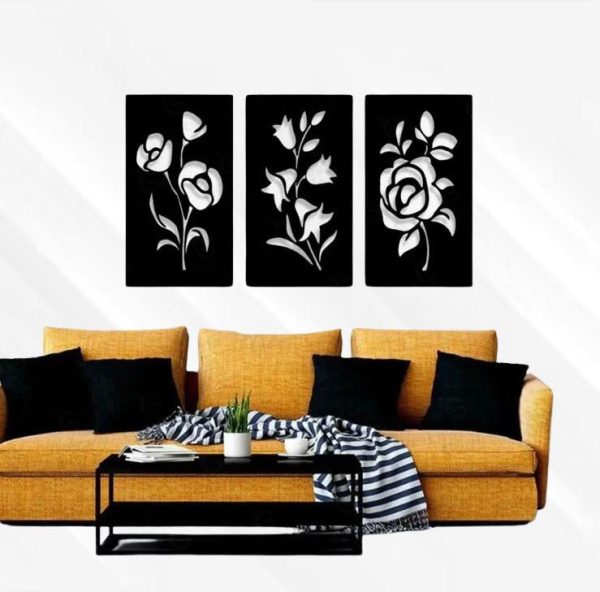 Set Of 3 Flower Frames Wooden Wall Art I Wall Art I Decorating Items I Decorating Items For Home