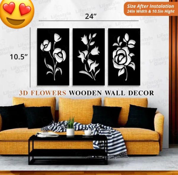 Set Of 3 Flower Frames Wooden Wall Art I Wall Art I Decorating Items I Decorating Items For Home