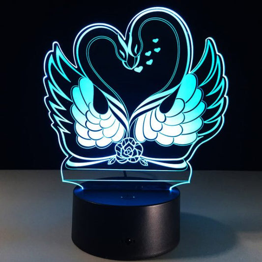 Swan Love Heart Illusion Lamp, romantic Glow, Beautiful Lighting Piece