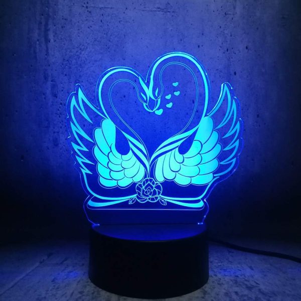 Swan Love Heart Illusion Lamp, romantic Glow, Beautiful Lighting Piece