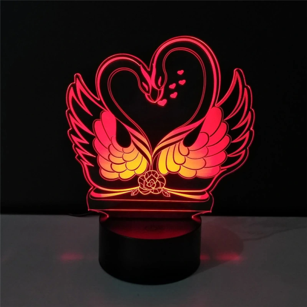 Swan Love Heart Illusion Lamp, romantic Glow, Beautiful Lighting Piece